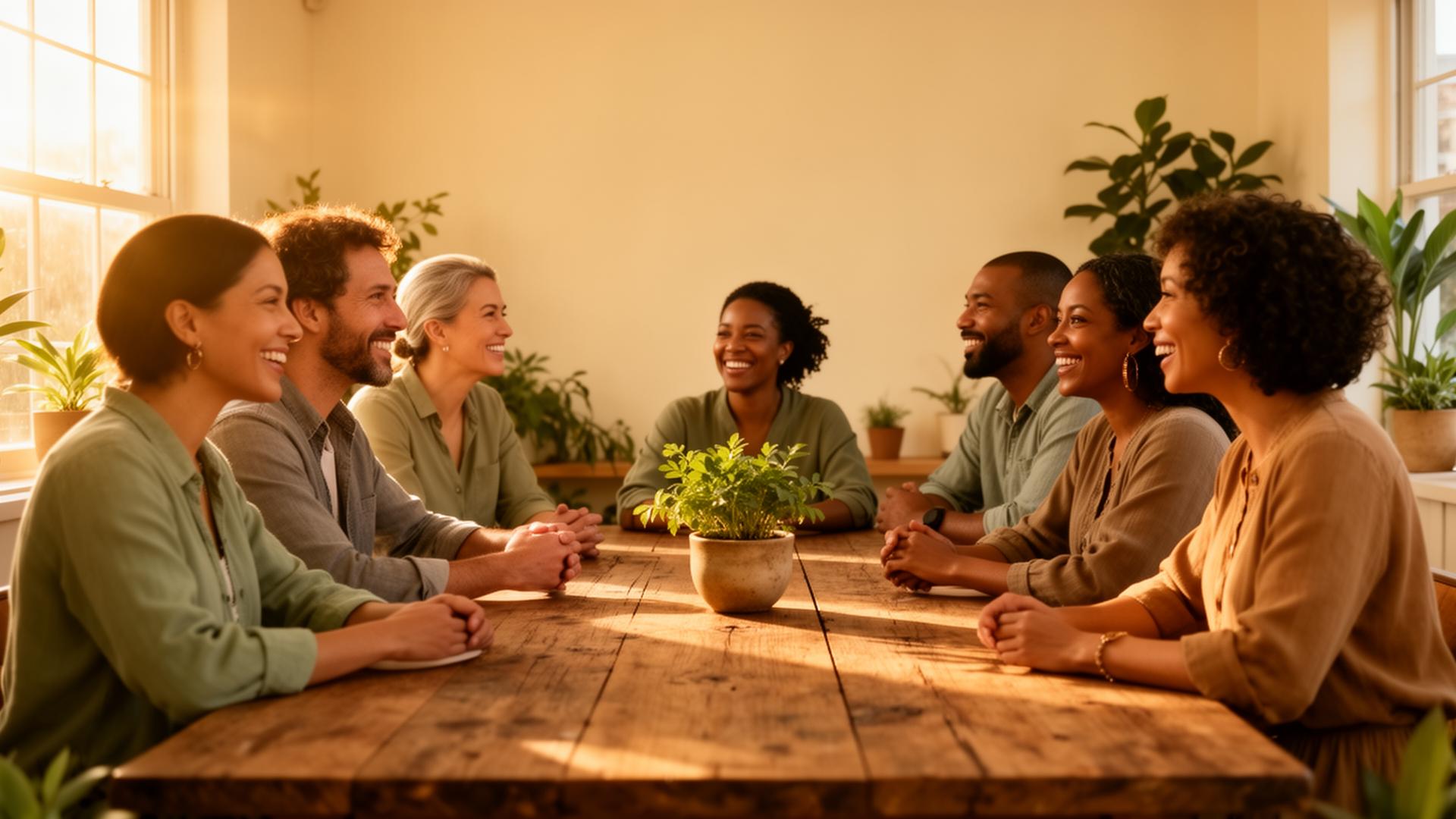 Business leaders collaborating warmly